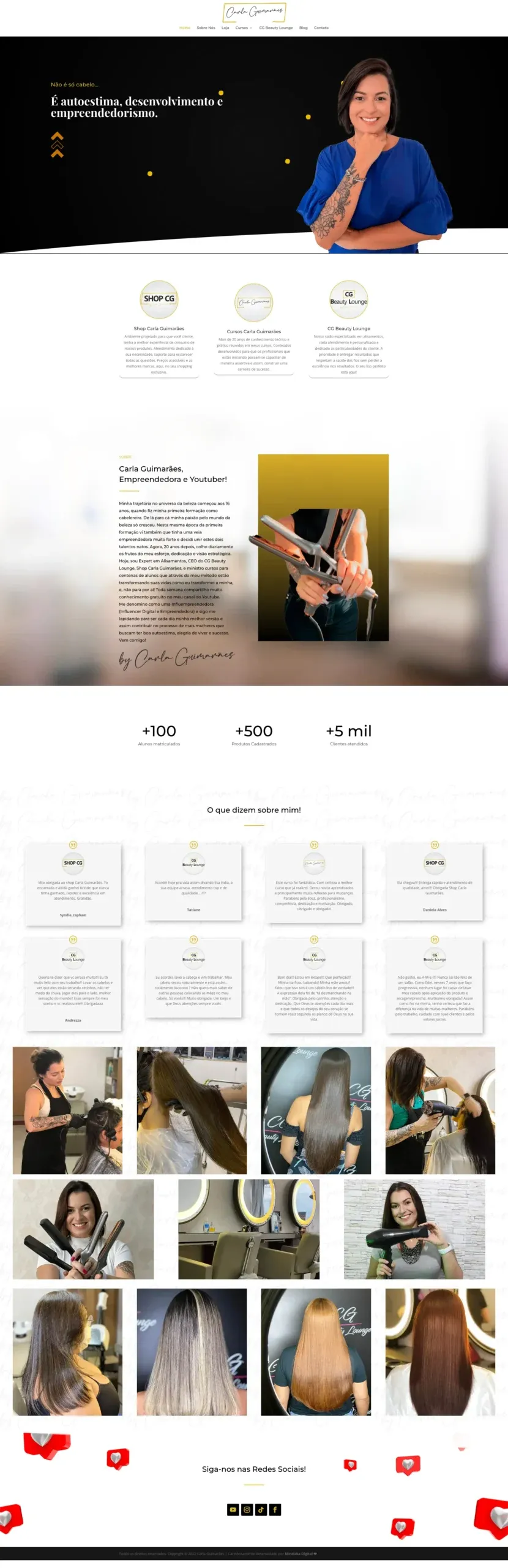 Site de Carla Guimarães criado pela Minduba Digital