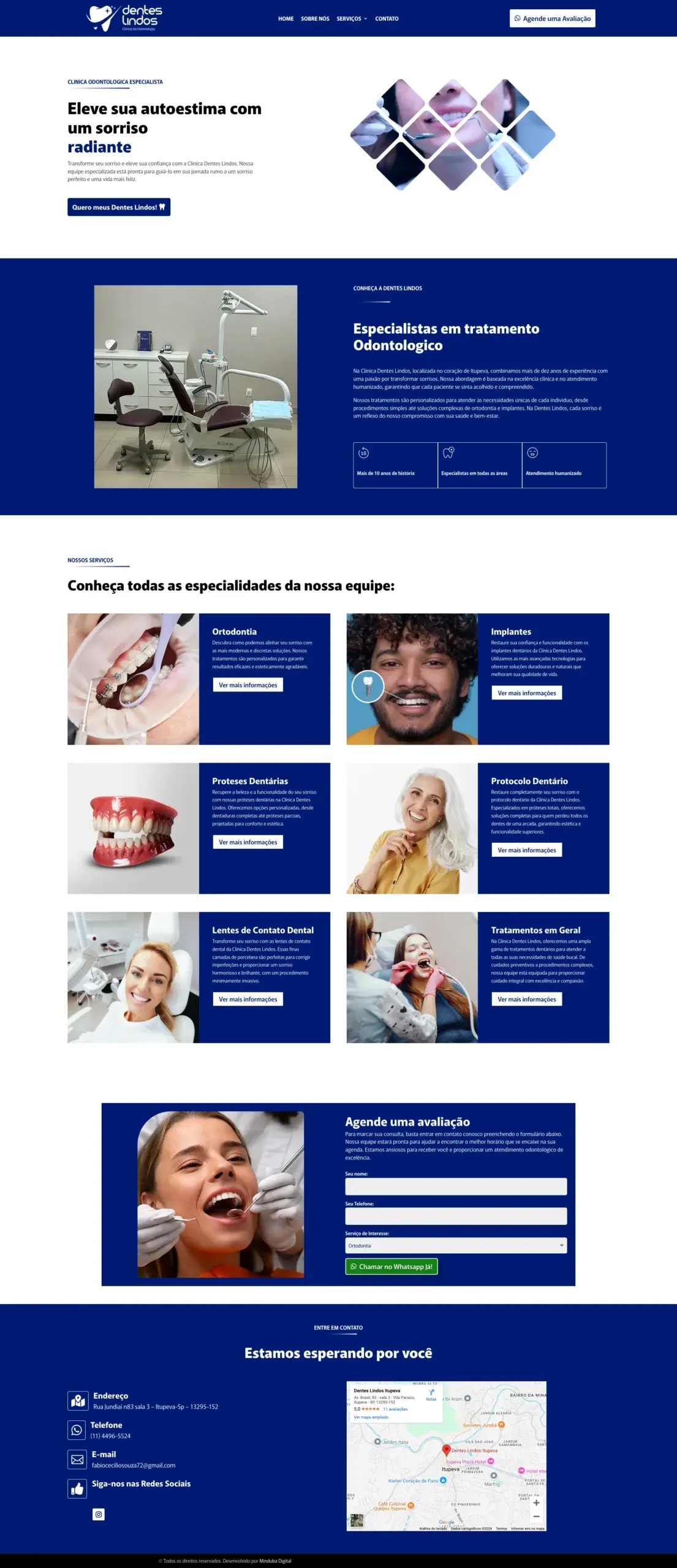Site de Dentes Lindos criado pela Minduba Digital