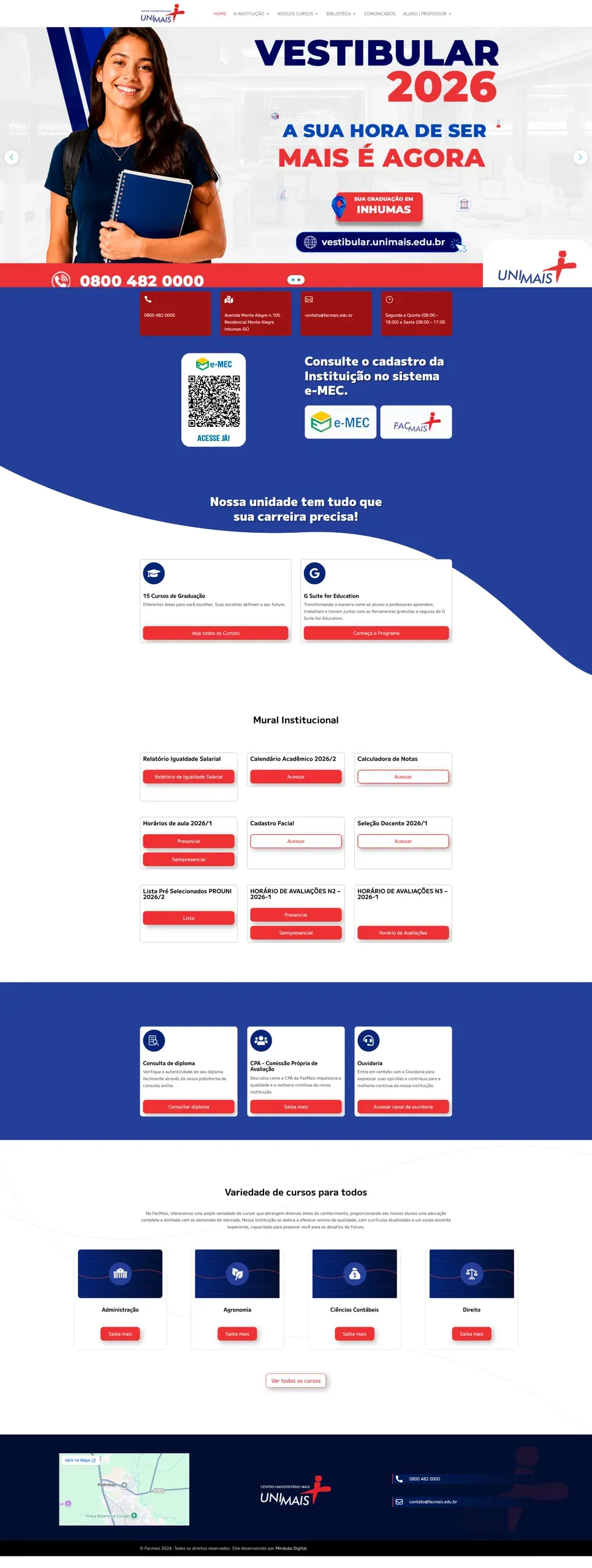 Site de Facmais Inhumas criado pela Minduba Digital