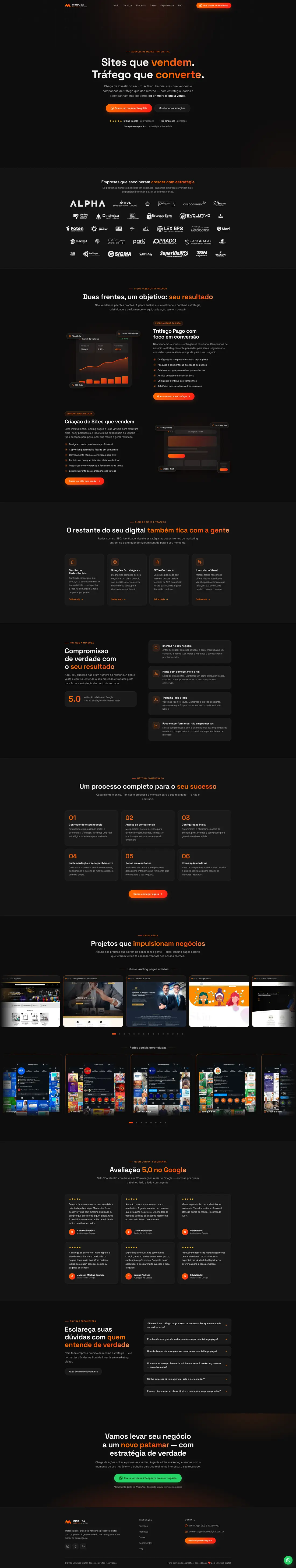 Página completa do novo site da Minduba Digital